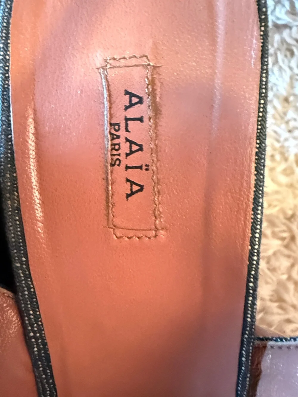 Alaia Blue Denim style  Open-Toe Slingback Heels with Bow Dtail